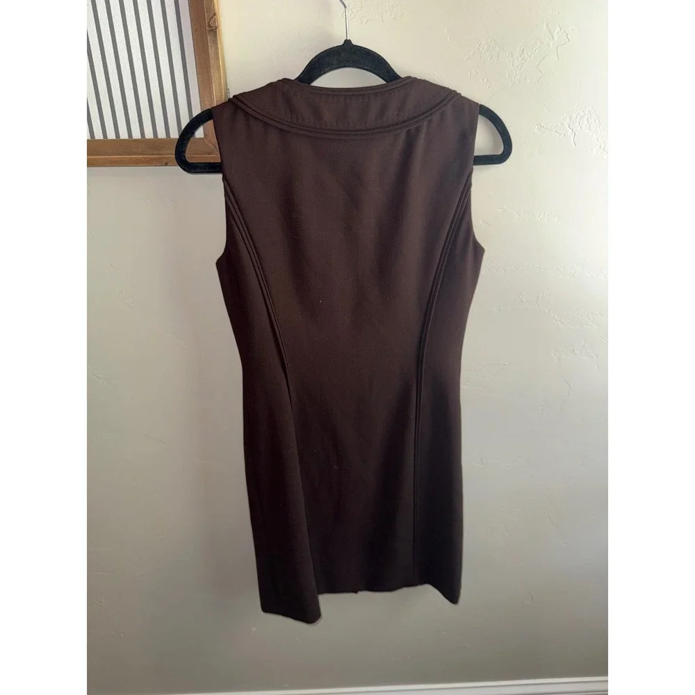 Tory Burch Brown Sleeveless Button‎ Front Shift Dress Wool Blend Size 4